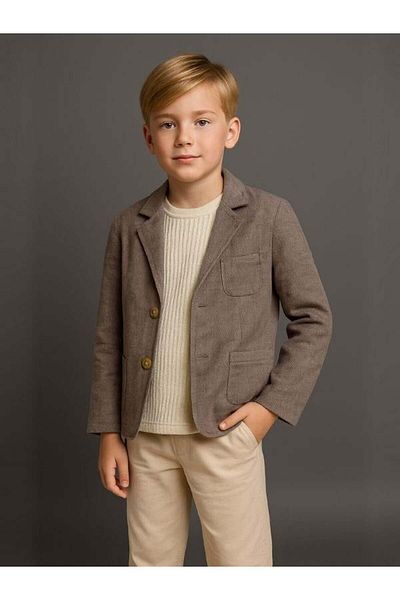 Zekids Boys' Herringbone Jacket T-Shirt Pants 3-Piece Suit