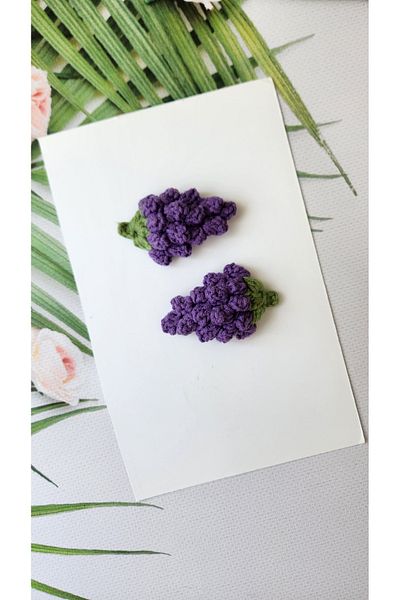 Hand Mother's Since 2024 Grape Design Handmade 2-Piece Snap Buckle Organic Handmade Hair Accessory
