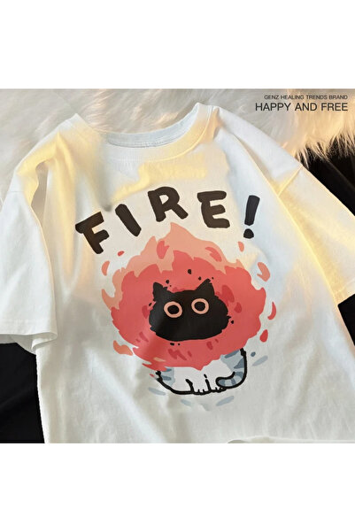 Tarzsokak Tricou alb cu model amuzant și drăguț cu pisici și câini, tricou la...