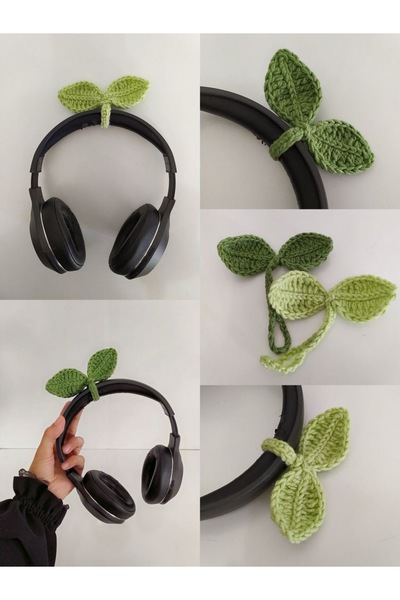 Gonulella Knitted Leaf Headphone Ornament Headphone Accessory Viral Product Leaf Headphone Ornament