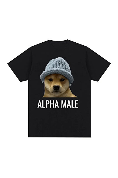 Tarzsokak تي شيرت أسود ألفا كوميكي دوج إيموجي أن هيموتشيب