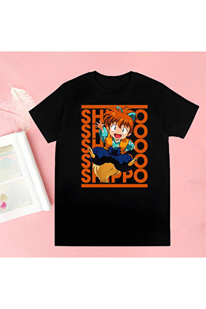 Tarzsokak تيشيرت أسود إينوياشا مطبوع جديد صيفي جديد