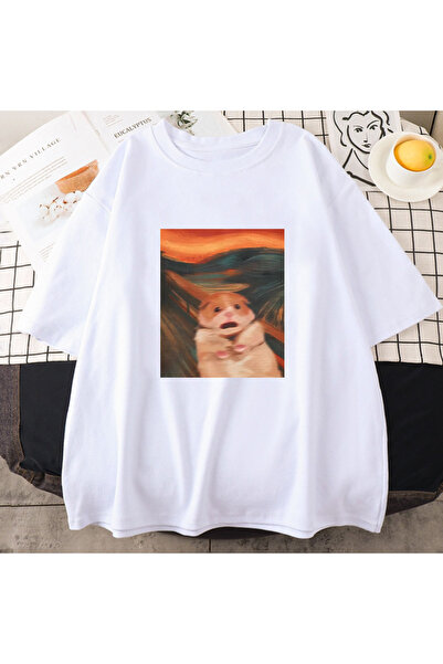 Tarzsokak Бяла карикатура Kawaii Принти Хамстер Мем Графичен Мек Т