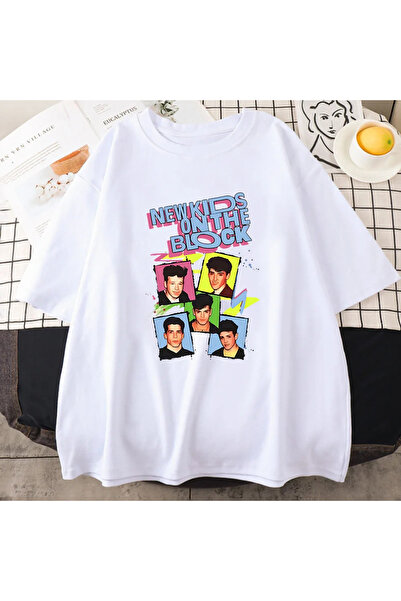 Tarzsokak Tricou alb cu muzică pop NKOTB nou pentru copii cu grafică blocată/...