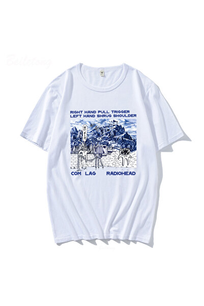 Tarzsokak سترة راديوهيد بيضاء وسترة روك بوي ريترو مطبوعة فضفاضة من اليابان