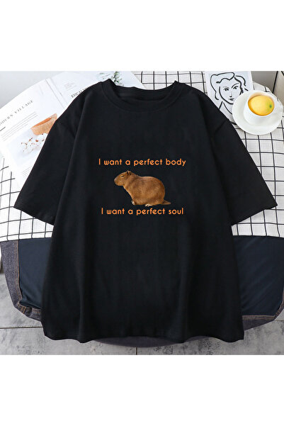 Tarzsokak طباعة كارتونية سوداء من راديوهيد كابيبارا ناعمة من Ropa De Mu