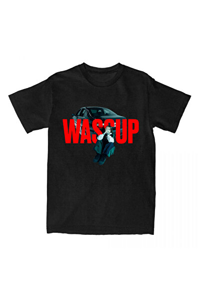 Tarzsokak Tricou negru Young Miko WASSUP Tricou cu gât rotund pentru vară Sin...