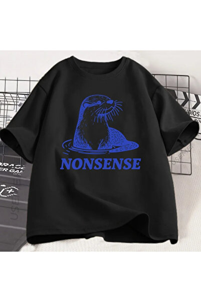 Tarzsokak Black Otter Shit Talk Funny Sea Otter Meme Tee Vintage Y2K Animal H...