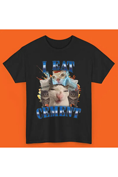 Tarzsokak Tricou cu meme amuzant cu pisica blestemată de ciment negru, cadou,...