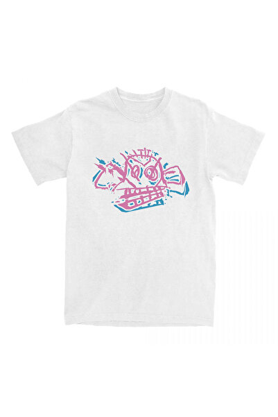 Tarzsokak Tricou din bumbac cu mânecă scurtă, unisex, alb, cu design Jinx Arc...