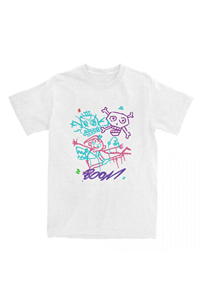 Tarzsokak Tricou din bumbac cu mânecă scurtă, unisex, alb, cu design Jinx Arc...