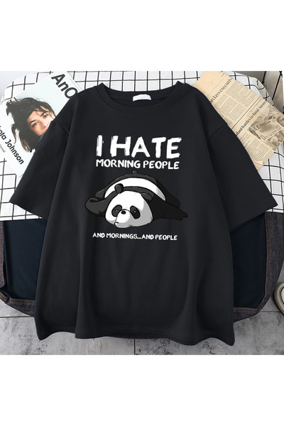 Tarzsokak الدب الباندا الكسول الأسود صباحًا أكره البشر، كارتون يومي للتنفس