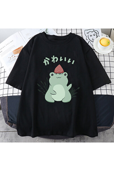 Tarzsokak Negru Kawaii Strawberry Frog Lu Summer Cartoon Animal Tops ra