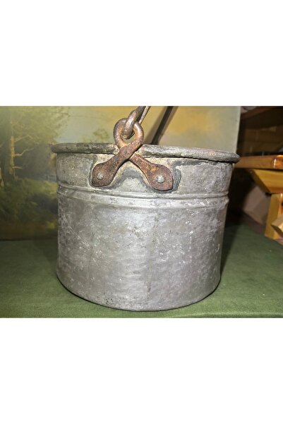 tayfuntufan antika koleksiyon 27 cm Diameter 20 cm High Antique Oversized Copper Crucible - Helke