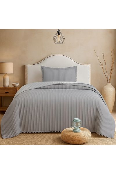 Evimcim Pompom Detailed Single Bedspread Set with Elegant Touches