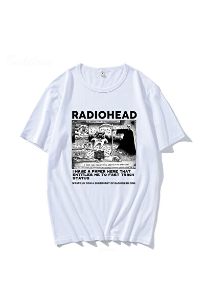 Tarzsokak Λευκά Radiohead Vintage Κλασικά Μπλουζάκια Περιοδεία Βόρειας Αμερικ...