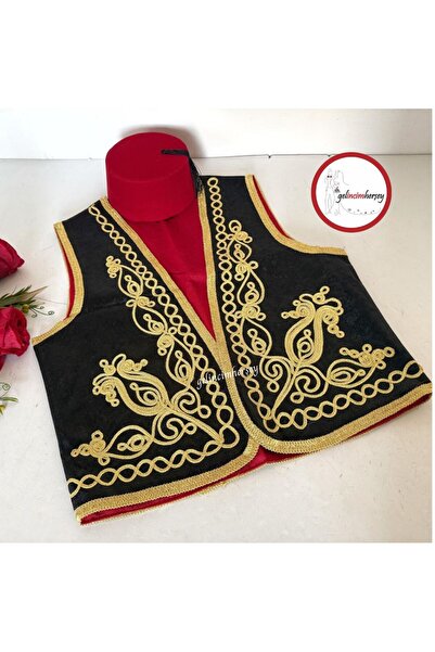 Gelincimherşey Yöresel Kültürel Kadife Altın İşlemeli Osmanlı Yelek Fes