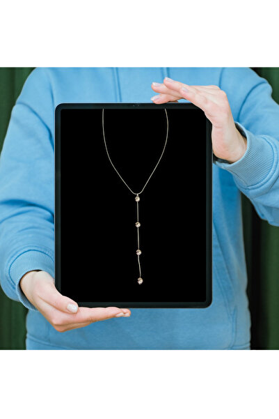 PAYLEN Bilye Sarkıt Uçlu Y Model Gümüş Renk VIP Çelik Kadın Kolye