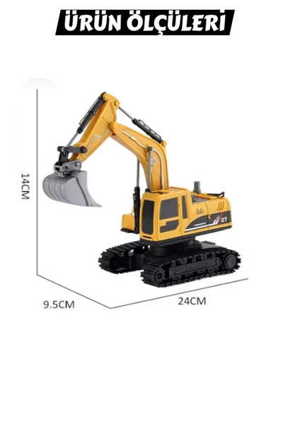 YILDIRIM OYUNCAK Uzaktan Kumandalı Şarjlı Ekskavatör Işıklı Değişebilir 3 Farklı Başlık 360° Dönen Kepçe