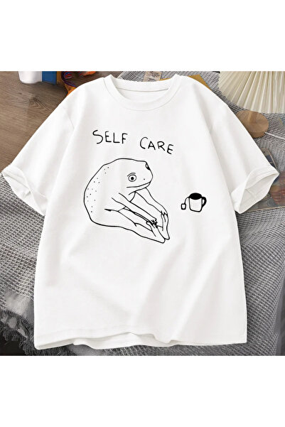 Tarzsokak White Funny Frog Self-Care Retro Cottagecore cu imprimeu cu broaște...