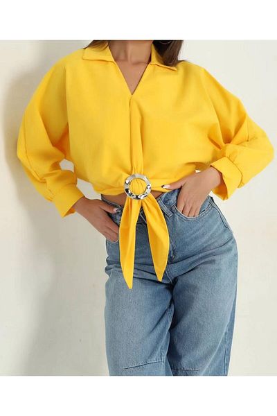 Azda Poplin Women's Shirt with Front Buckle Baglam Md:655