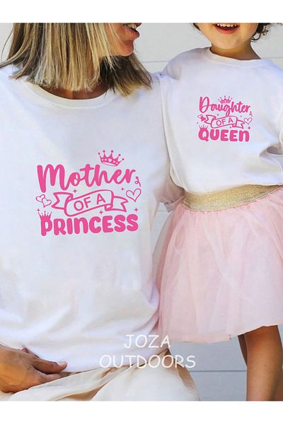 Jobia Outdoors Princess Queen Printed Oversize Tshirt Mother Daughter Combination (One Product Price)