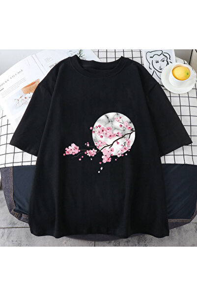 Tarzsokak Crni japanski sakura cvetovi Letnji originalni print Anime crtani f...