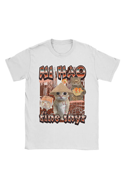 Tarzsokak Îmbrăcăminte cu imprimeu Funny Cat Bootleg pentru tricouri albe Ni ...