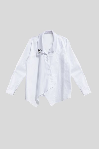 its basic Women's Ecru Color Oversize Organic Woven Fabric Special Design Shirt