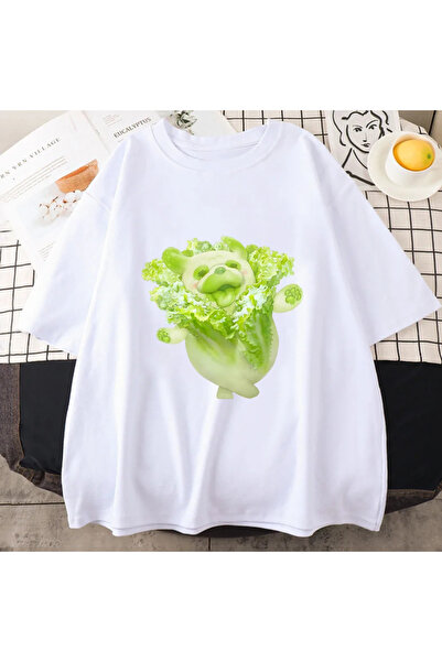 Tarzsokak Бяла зелена фея зеленчуци Pug Streets Harajuku Kawaii блуза Летни т...