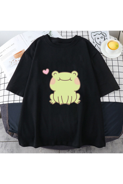 Tarzsokak Black Frogs Summer Original Print Anime japonez Desen animat Harajuku