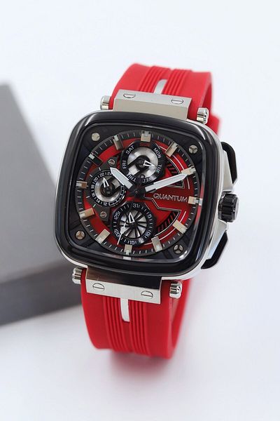 Quantum Red Silicone Cord Men Wrist Watch Asw123-I2012Q
