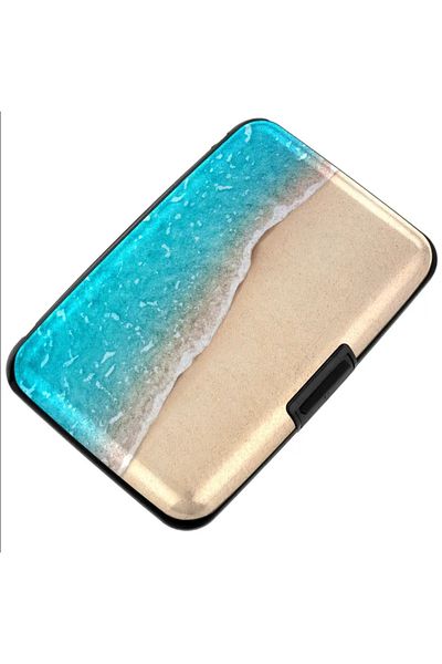ORGANICYOU Taiyuan Vintage Beach Design Rfid Blocking Metal Wallet with Polyurethane Coated Aluminum