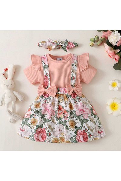 UniqueStore.ro Felicia Pink Three-Piece Set - 12-18 Months