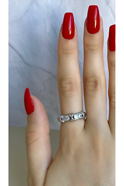 Bijoura Studio خاتم بتصميم فضي من حجر الزركون قابل للتعديل