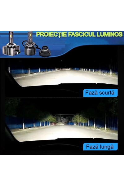 MILARIS Set 2 Becuri Conversie hid-LED, D2S, 110W, 11000lm, 6000K, Plug and Play, Lumina Puternica