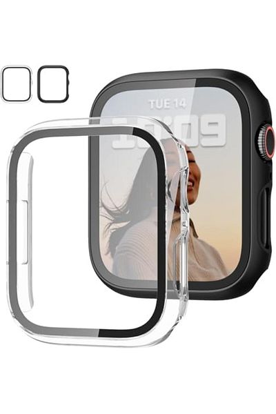 Shopi حافظة من MUNTAQI مع واقي شاشة من الزجاج المقوى متوافق مع Apple Watch SE (2023)/Serie