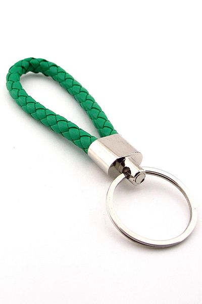 Stanbula Cross Knitted Green Color Faux Leather Keychain Ax049