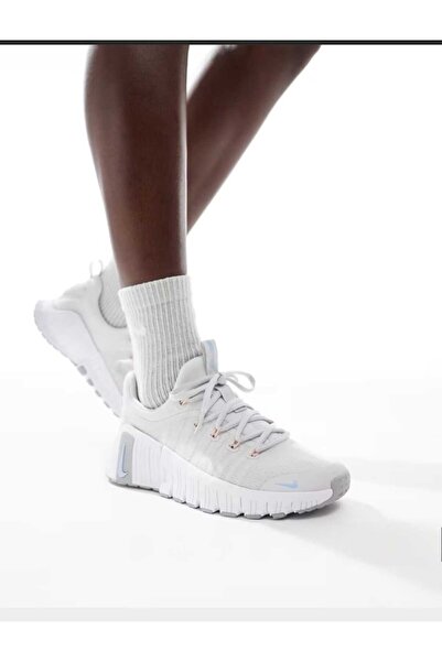 Nike Free Metcon 6 Gri/ Beyaz Kadın Antrenman Ayakkabısı /Dar Kalıp (Blue Spo...