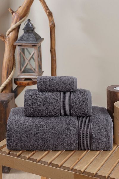 conzaliza Anthracite Towel Set of 3