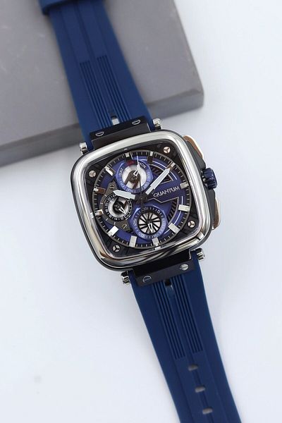Quantum Navy Blue Silicone Cord Men Wrist Watch Asw123-I2011Q