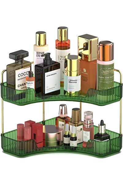 OEM Organizator de cosmetice verde cu 2 niveluri, colțar