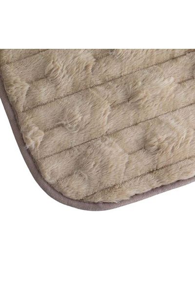 TOPI TOY Decorative rug, beige-brown with stripes, imitation fur, 80 x 50 cm