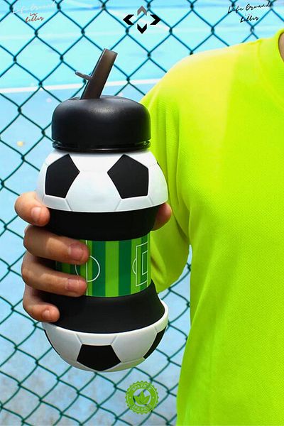 LİGROUND Pop-Up 100% Silicone Pop-Up Drinking Bottle with Straw and Flask for Children Adult Sports Water Bottle 550 ml