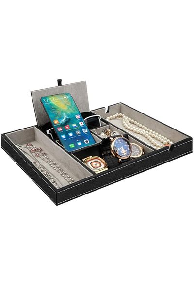 Generic Homarket Leather Valet Tray for Men, Dresser Valet Tray Nightstand Organizer Jewelry Wallet Desk Ac