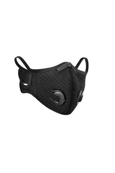 THK Mască cu valvă FFP2 Sport, neagră, cu filtru de carbon