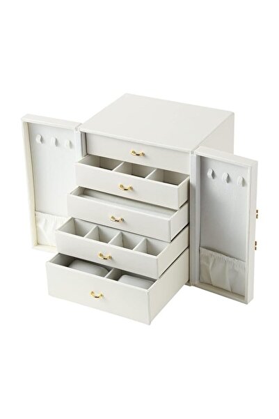 Generic صندوق منظم مجوهرات CASEGRACE صندوق مجوهرات كبير مزود بخمسة أدراج وباب...