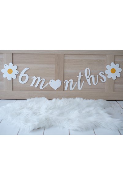 Partifabrik Yarım Yaş Papatya Temalı 6 Months Yazı Süs