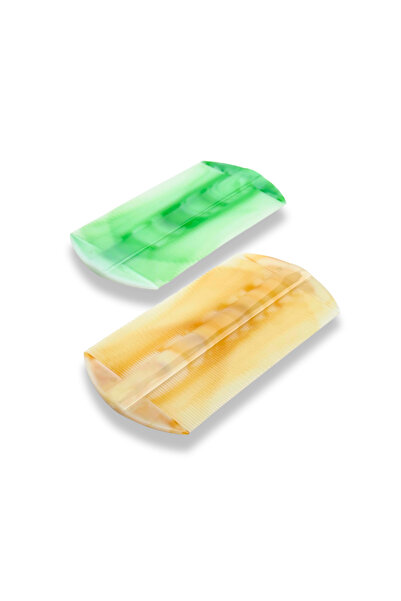 glitters Double-Sided Nit Comb, Fine-Toothed Hair Lice Removal Tool, Orange - 2-pcs