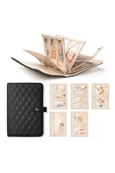 Generic حافظة تنظيم مجوهرات للسفر، كتاب شفاف لتخزين المجوهرات للخواتم والقلائ...